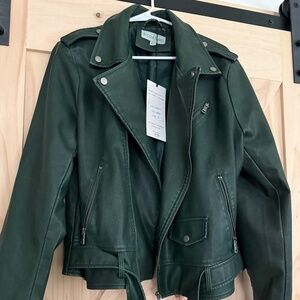 Oversized Green Faux Leather Jacket